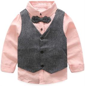 img 3 attached to 👕 Little Dressy Pieces: Stylish Cotton Clothing Sets for Boys