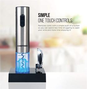 img 1 attached to 🍷 Chefman Electric Wine Opener: One-Touch Corkscrew & Foil Cutter, Open 30 Bottles on Single Charge, Rechargeable Battery, 110W, 120V