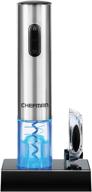 🍷 chefman electric wine opener: one-touch corkscrew & foil cutter, open 30 bottles on single charge, rechargeable battery, 110w, 120v логотип