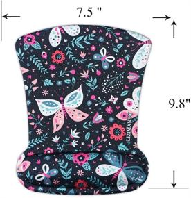 img 2 attached to Cheliz Memory Foam Mouse Pad Mat With Wrist Rest (Black Butterfly)