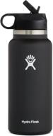 💧 stainless steel hydro flask water bottle with straw lid - reusable, vacuum insulated, wide mouth logo