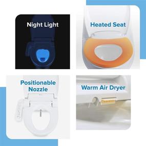 img 2 attached to 🚽 White Brondell Swash SE400 Bidet Seat for Elongated Toilets - Oscillating Stainless-Steel Nozzle, Warm Air Dryer, Ambient Nightlight