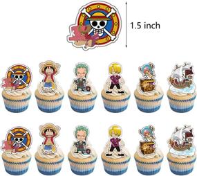 img 1 attached to 🎉 One Piece Birthday Party Supplies: Complete Anime Theme Set with Happy Birthday Banner, Cake & Cupcake Toppers, Latex Balloons, Spiral Decorations