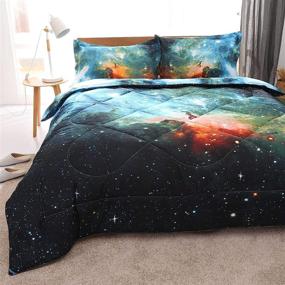 img 2 attached to 🌌 ENJOHOS Cool Galaxy Bedding: 3D Universe Space Quilt Comforter Set for Kids - Twin Size Starry Sky Bedding Gift for Boys and Girls (Includes 1 Comforter and 2 Pillow Shams)