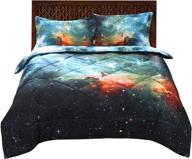 🌌 enjohos cool galaxy bedding: 3d universe space quilt comforter set for kids - twin size starry sky bedding gift for boys and girls (includes 1 comforter and 2 pillow shams) logo