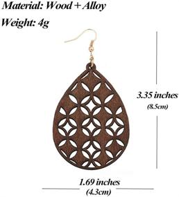 img 1 attached to KaFu Lightweight Bohemian Wooden African Earrings for Women Girls - Natural Wood Teardrop Dangle Hook Earrings, Fashion Jewelry