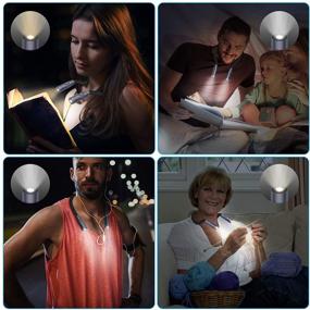 img 3 attached to 📖 AMIR Upgraded LED Neck Reading Light: 3 Color Options, Adjustable Brightness, Bendable Arms – Ideal for Reading, Knitting, Camping, Repairing in Bed