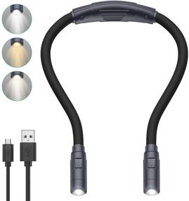 img 4 attached to 📖 AMIR Upgraded LED Neck Reading Light: 3 Color Options, Adjustable Brightness, Bendable Arms – Ideal for Reading, Knitting, Camping, Repairing in Bed