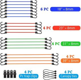 img 3 attached to 🔗 Резиновые тросы 26 шт. тяжелого исполнения с крючками, растяжки XOOL: улучшены с 4 дополнительными зажимами для тента, сумка-органайзер с застежкой-завязкой, крепежные резинки для навесов и мячи.