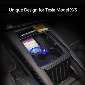 img 3 attached to Tesla Model S/X Phone Wireless Charger Center 🔌 Console Organizer: Convenient Charging and Storage Solution for 2016-2019 Models
