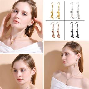 img 3 attached to 🐱 U7 Cute Cat Ear Pendant Earrings - Platinum/18K Gold Plated With Rhinestone Sparkle