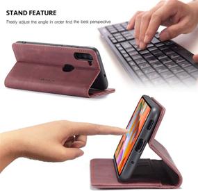 img 1 attached to Sleek Wine Red Samsung Galaxy A11 Wallet Case with Magnetic Stand and Card Holder (2020) - 6.4 inch