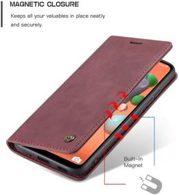 img 2 attached to Sleek Wine Red Samsung Galaxy A11 Wallet Case with Magnetic Stand and Card Holder (2020) - 6.4 inch