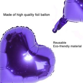 img 1 attached to 💜 Purple Heart Foil Mylar Balloons: Vibrant Decorations for Birthdays, Weddings, Valentines Day, and More - Pack of 6