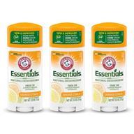 🍊 arm & hammer essentials deodorant - orange citrus - natural deodorizers - aluminum free, paraben free, phthalate free - 2.5 oz (pack of 3) logo