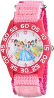 disney kids' w001990 princess time teacher watch: fun & educational pink nylon band logo