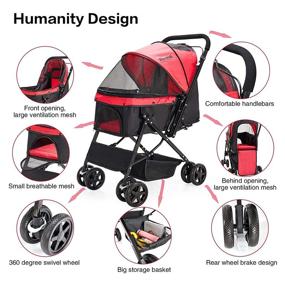 img 1 attached to Wangmao Large Dog Stroller: Foldable Pet Stroller for Medium Dogs 🐶 with Reversible Handlebar and Convertible Compartment - Ideal for Large and Medium Pets