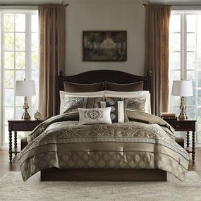 img 3 attached to 🛏️ Zara 16 Piece Jacquard Complete Bedding Set with 2 Sheet Sets - California King, Brown by Madison Park Essentials