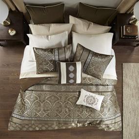 img 2 attached to 🛏️ Zara 16 Piece Jacquard Complete Bedding Set with 2 Sheet Sets - California King, Brown by Madison Park Essentials