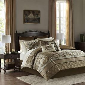 img 4 attached to 🛏️ Zara 16 Piece Jacquard Complete Bedding Set with 2 Sheet Sets - California King, Brown by Madison Park Essentials