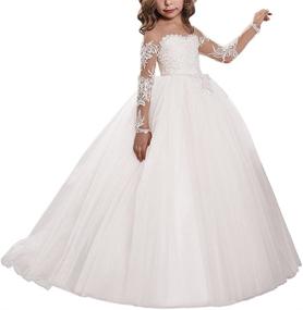 img 1 attached to 💎 Stunning Carat Embroidery Sheer Sleeves Trailing Girls' Dresses: Fashionable and Elegant Attire