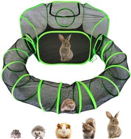 img 4 attached to HEYHOME Small Animal Playpen with Surround Tunnel – Ideal Guinea Pig, Hedgehog, and Rabbit Cage – Breathable & Transparent Pop Open Exercise Yard Fence – Includes Top Cover to Prevent Escapes (Patent Pending)