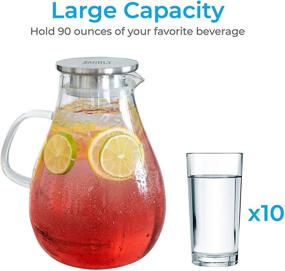 img 2 attached to SMIRLY Glass Pitcher: Versatile Glass Water Pitcher with Lid, Spout, Handle, and Fridge-Friendly Design