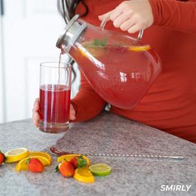 img 1 attached to SMIRLY Glass Pitcher: Versatile Glass Water Pitcher with Lid, Spout, Handle, and Fridge-Friendly Design