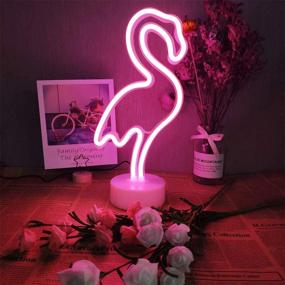 img 2 attached to 🌴 Neon Flamingo and Palm Tree Decoration Lights - 2 Pack, Pink and Green, USB/Battery Powered Lights for Bedroom, Girls' Kids Birthday Party, Christmas