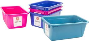 img 4 attached to 📦 Set of 5 Storex Small Cubby Bins in Blue, Pink, and Turquoise