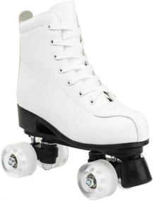 img 2 attached to 👟 High-top PU Leather Women's Roller Skates - Double Row Shiny Four-Wheel Roller Skating Shoes for Indoor & Outdoor Use