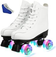 👟 high-top pu leather women's roller skates - double row shiny four-wheel roller skating shoes for indoor & outdoor use logo