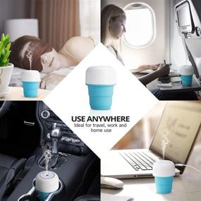 img 3 attached to Tikaton Travel Humidifier: Portable Mini with Collapsible Water Tank, Upgraded USB-Powered Cool Mist for Car, Office, Bedroom (Blue)
