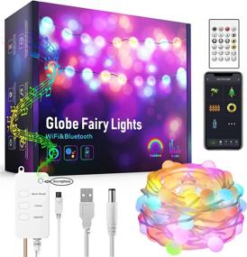 img 4 attached to HanciSmart Globe Fairy Lights: App & Remote Controlled Smart Christmas Lights with Music Sync, Works with Alexa Google Home - Waterproof LED String Lights for Bedroom Party Indoor Outdoor Decor (16.4ft)