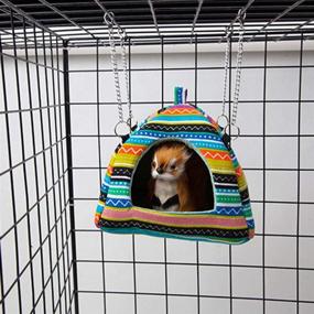 img 2 attached to POPETPOP Guinea Pig House Bed - Cozy Winter Nest for Small Animals - Hamster, Hedgehog, Chinchillas, Squirrels, Guinea Pig Hanging Cage Cave Bed (Mongolia Style)