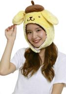 🐶 sanrio pompompurin fluffy beanie cap: soft, warm and yellow headwear for winter логотип