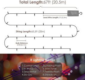 img 2 attached to Vibrant 67ft Battery Operated Christmas Lights - 200 LEDs, 8 Modes, Auto Timer, Multicolor - Perfect for Xmas Trees, Home, Garden, Parties, and Holiday Decorations!