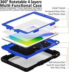 img 2 attached to 📱 iPad Mini 5/4 Case, iPad Mini 5th/4th Case 7.9'', [360° Rotatable Kickstand & Hand Strap] Ambison Full Body Protective Case with 9H Tempered Glass Screen Protector, Pencil Holder - Blue & Black, Enhanced SEO