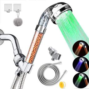 img 4 attached to 🚿 High Pressure Handheld Shower Head with LED Filter, Hose, and Shower Holder - 3 Color Temperature Control for Dry Skin & Hair (3-color)
