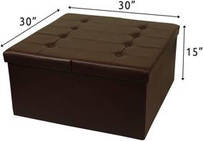 img 3 attached to 🪑 Otto & Ben Coffee Table: Smart Lift Top Trunk Ottomans Bench Foot Rest - 30" Square, Brown Leather