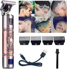 img 4 attached to Goldseaside Skull Carving Pro T Outline Cordless Hair Clippers for Men - LED Display Rechargeable Trimmer for Professional Hair Cutting and Grooming Kits