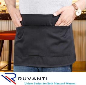 img 1 attached to 👩 Ruvanti 6 Pack Waitress/Server Waist Apron: Durable Cotton Blend, 3 Pockets, Long Ties – Perfect for Restaurants, Cafes, and Events!