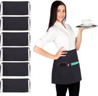 👩 ruvanti 6 pack waitress/server waist apron: durable cotton blend, 3 pockets, long ties – perfect for restaurants, cafes, and events! logo