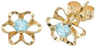 🌸 exquisite 14k solid gold flower earrings for girls with genuine blue topaz - a timeless beauty! logo