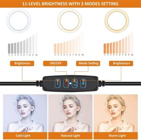 img 3 attached to 10.2-дюймовый штатив Ring Light UEGOGO с держателем для телефона - идеальный для макияжа, видеоконференций, прямой трансляции и селфи с 3 режимами освещения.