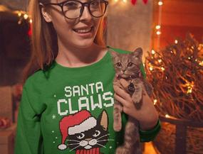 img 2 attached to 🐱 Women's Santa Claws Cat Ugly Christmas Sweater Style Sweatshirt