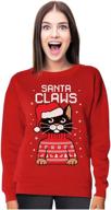 🐱 women's santa claws cat ugly christmas sweater style sweatshirt logo