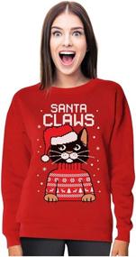img 4 attached to 🐱 Women's Santa Claws Cat Ugly Christmas Sweater Style Sweatshirt
