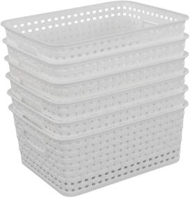 img 4 attached to 📦 EudokkyNA Small White Plastic Weave Storage Baskets, Set of 6