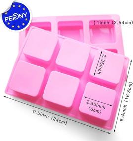 img 3 attached to Non-Stick Silicone Soap Molds, Pack of 2 - 6-Cavity Soap Mold for Creating 2.35 Inch Square Handmade Soaps
